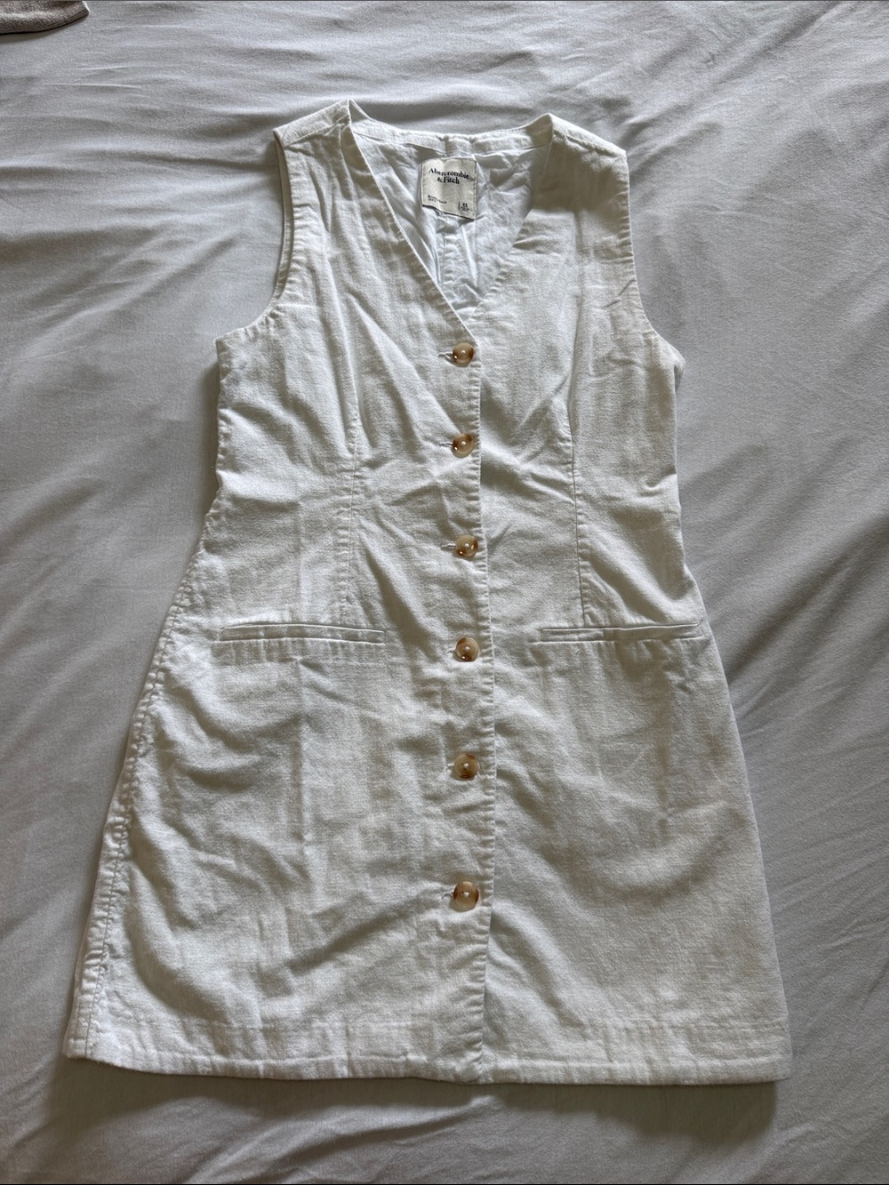 Abercrombie & Fitch White V-Neck Button Top